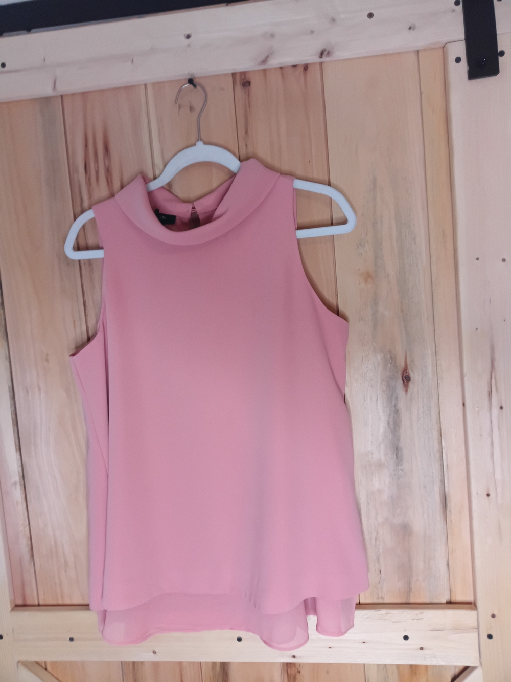 Alfani Sleeveless Dusty Pink Mock Neck Chiffon Blouse Top Shirt Sz 8